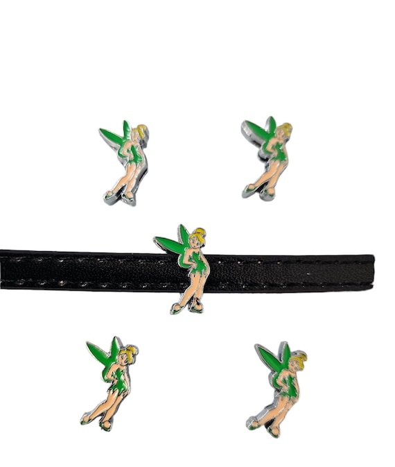 Set of 10pc cartoon green Tinkerbelle Slide Charm Fits 8mm Wristband for Jewelry / Craftingf