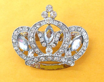 Small Vintage Inspired Crown Pin / 37mm x 43mm Use for Wedding Bouquet / Bridal Sash / Embellishment / Wedding Favor
