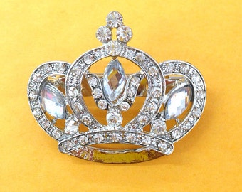Small Vintage Inspired Crown Pin / 37mm X 43mm Use For Wedding Bouquet / Bridal Sash / Embellishment / Wedding Favor - UK