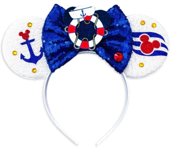 Cruise Minnie Ears, Boat Mickey Ears, Line Mouse Ears Headband, Magical Kingdom Ears, Nautical Mouse Ears, Cruise Mouse Ears