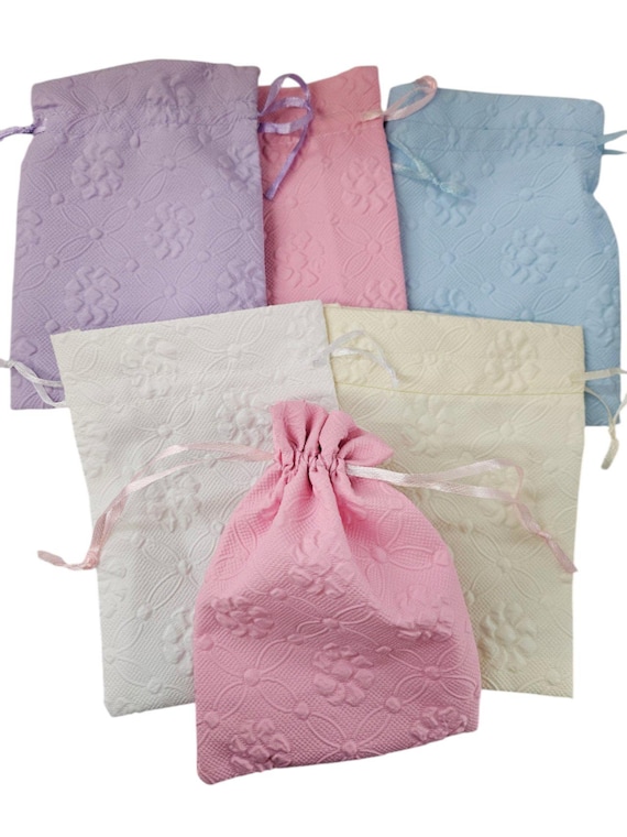 12 x Organza fabric solid towel satin unique flower gift Gift Bag 4x6 for Wedding Party Favor / Cotton Drawstring Bag, Drawstring Bag