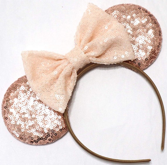 White Minnie Mouse Ears, White Disney Ears,Cream Minnie Ears Headband, Ivory Wedding Minnie Ears, Mickey Ears, Valentine's Day Minnie Ears