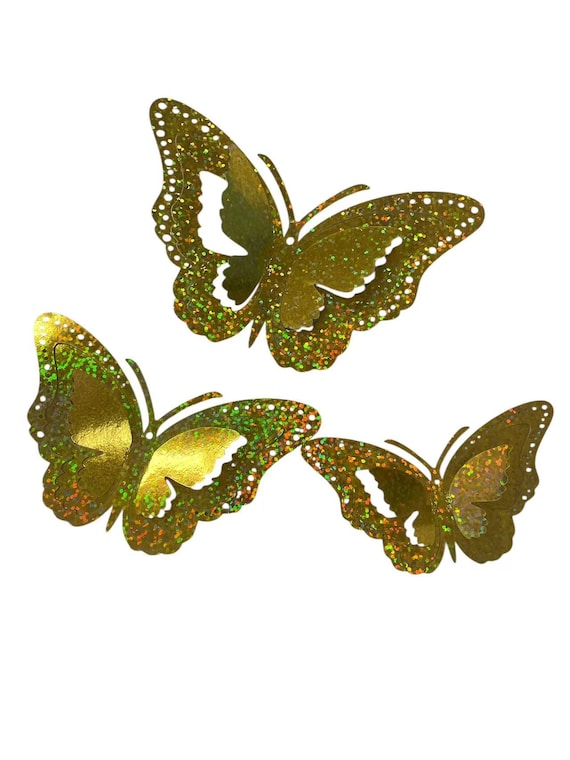 Set of 12pc gold or silver  Butterfly Wall Decor party favors  PCS, 3D Butterflies Stickers for wedding home decoration