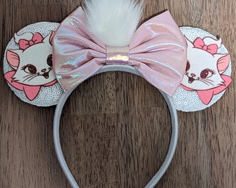 Marie Inspired Minnie Ears, Cat Mickey Ears, Aristocats Minnie Ears, chip dale Mickey Ears, Aristocars Marie Mouse Ears