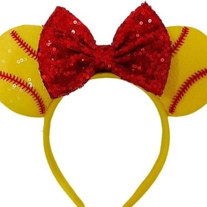 Fascia per capelli con orecchie da Topolino da softball per bracciale con nome da softball, regali per la squadra, regali per il banchetto di premiazione da softball, regalo per la squadra di softball,