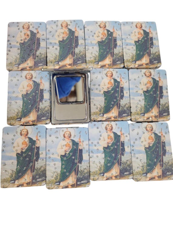 Set of 6pc saint jude Compact Mirror favor statues Baptism Favor/Christening Favor/First Communion Favor Recuerdos de Bautizo