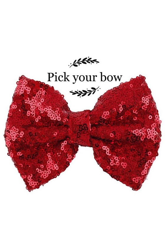 Large 5 Inch RED Sequin Bows, Large Glitter Bow, Shiny Bows, Fabric Bows, DIY Bows, Soft Bows, Wholesale ( no clip )