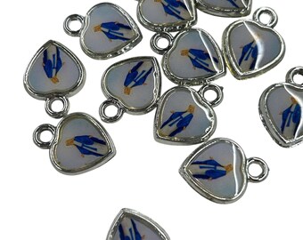 24pc x our lady of grace Miraculous Medal Rosary Centerpiece:  Religious Jewelry Parts heart  Virgen De Guadalupe Charms Pendant 20mm x 15mm