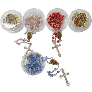 Set of 12 lady of guadalupe crystal rosary  baptism favor / catholic rosary/ party favor/ religious favor
