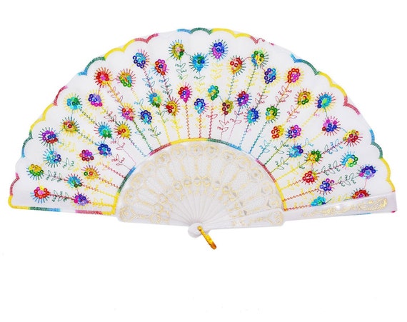 Multicolor folding fan with gift bag for wedding party drcor / personalized bling out fan / table setting/ wall decoration / wedding favor