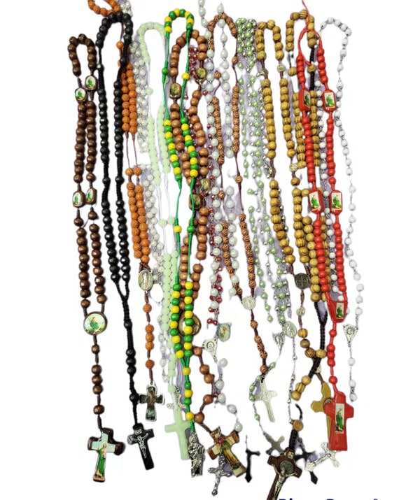 10/20/50/100 x Mixed Lot Rosary Necklace with gift bags for Baptism, Mystery Grab Bag, Memorial Religious Favor, First Communion