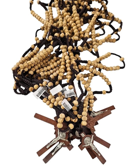 Wholsale 12 pc x Saint Benedict Bead Crucifix rosary/keychain Religous  Religious favor/ Bautizo Comunion Christening Rosario Recuerdos