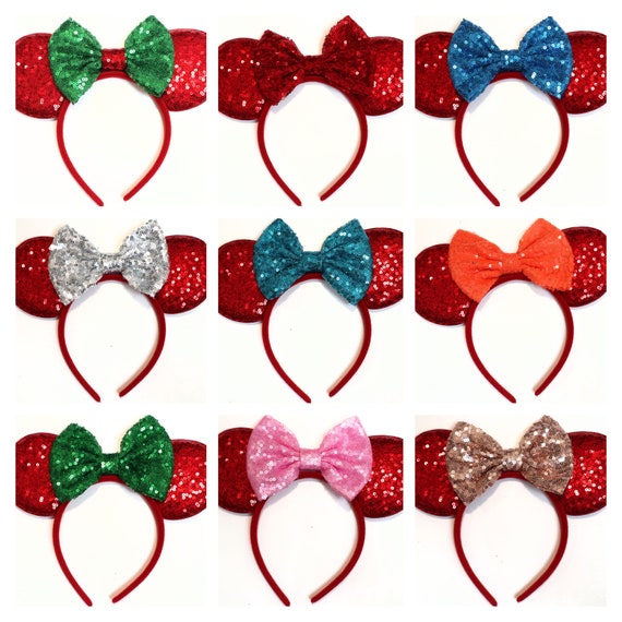 Red Minnie Mouse Ears, Red Disney Ears, Red Minnie Ears Headband, Red Wedding Minnie Ears, Red Mickey Mouse Ears, Red Disneyland Ears