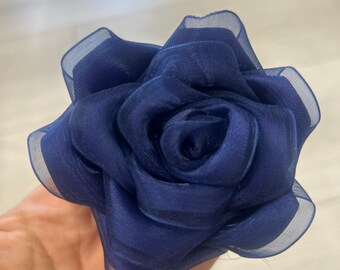 12 PC navy blue  flow  3" for hair accessories supplies. wedding bouquet . Wedding cake  , flower embellishment , hat, scarf NO CLIPS