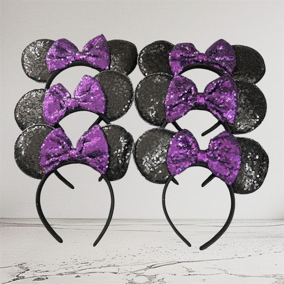 Set of 6x purple bulk Mickey Minnie Ears / bulk Mickey Minnie Headband / birthday Party / Theme Party / bulk party headband