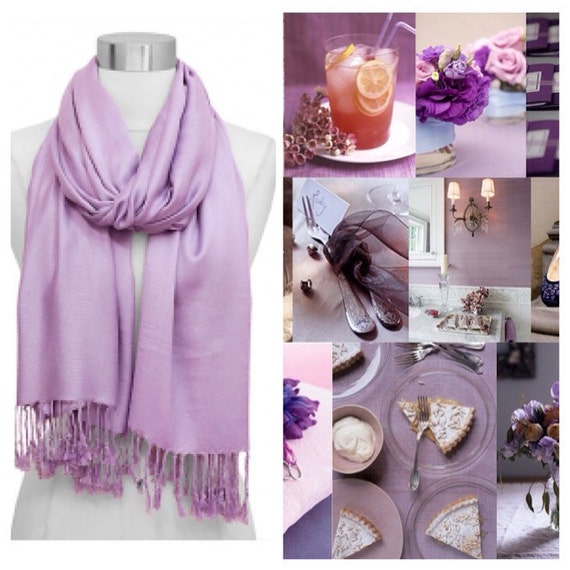 Light Purple Pashmina Scarf Shawl / Personalized Initial Shawl / Bridesmaid Shawl / Wedding Favor / Spring Summer Wedding