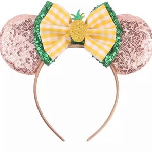 Dole Whip Inspired Mickey Mouse Ears, Pinapple Yellow Minnie Mouse Ears, Dole Whip Disney Ears, Aloha earsHeadband, Yellow Minnie Ear