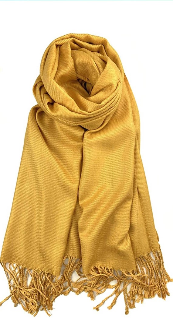 Bright gold /yellow pashmina Scarf Shawl / personalized Scarf/ Bachelorette Party Giftl / Bridesmaid Shawl / Wedding Favor / Christmas Gift