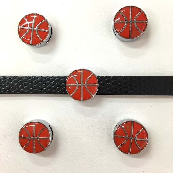 Set of 50pc Basketball Slide Charm Fits 8mm Wristband for Jewelry / Crafting