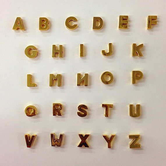 Letters Charms Alphabet Charms Gold Approx 10x15mm / Half Inch 