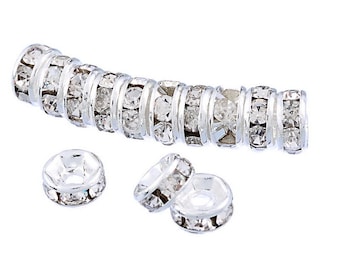 Superbes perles rondelles en strass, pour création de bijoux