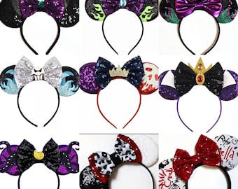 Bandeau inspiré des oreilles de Minnie Mouse inspirées de maléfique / oreilles de Minnie de la reine du mal / oreilles de Minnie d'Halloween / bandeau cosplay méchant