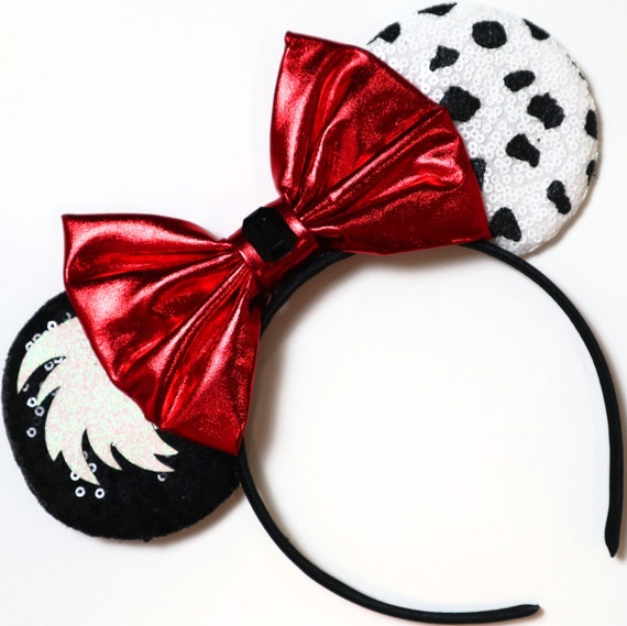 Cruella Minnie Ears / 101 Dalmatian Ears / Cruella Inspired Mickey Minnie Mouse Ears / Headband / 101 Dalmatian Ears / Cruella Ears