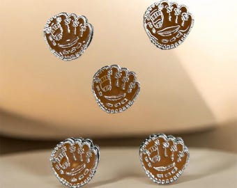 Set of 10pc Baseball brown gloves games Slide Charm - Fits 8mm Wristband for Jewelry / Crafting