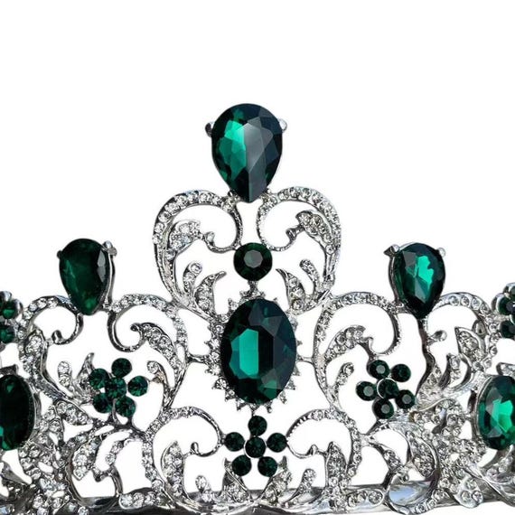 Emerald Green Crystal wicked Tiara and Crown for Women Crystal Queen Crown Rhinestone Tiara for Girl Bride Wedding Hair Accessories