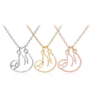 Gold Sloth Necklace, Sloth Jewelry, Sloth Gift, Sloth Jewelry, Sloth Pendant, Silver Sloth, Sloth Lover, Animal Necklace, Hanging Sloth