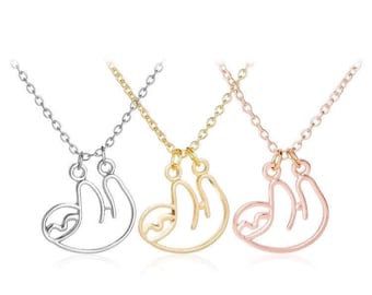 Gold Faultier Halskette, Faultier Schmuck, Faultier Geschenk, Faultier Schmuck, Faultier Anhänger, Silber Faultier, Faultier-Liebhaber, Tier Halskette, Faultier hängend