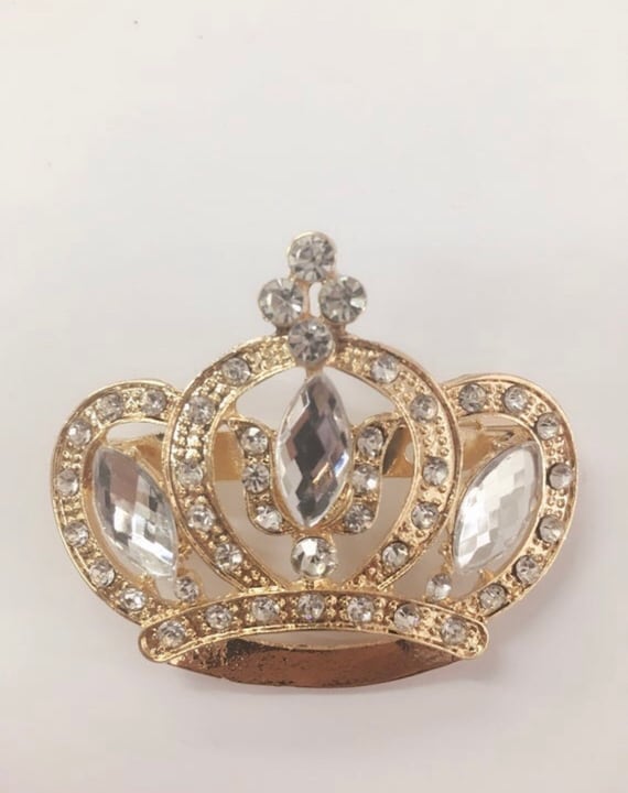 Set of 12/50/100 Silver/ gold Rhinestone Crown Brooch 47mm x 55mm  Use for Wedding Bouquet, Bridal Sash, Embellishment,