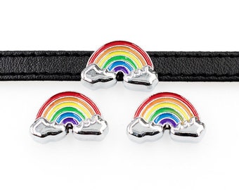 Set of 50pc Rainbow Love Sky Tropical Summer Slide Charm Fits 8mm Wristband for Jewelry / Crafting