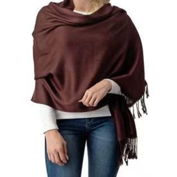 Brown coffee mocha Pashmina Scarf sequin Shawl / / Personalized Initial Shawl / Bridesmaid Shawl / Wedding Favor / Spring Summer Wedding