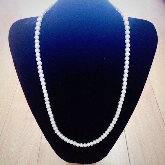 Long faux ivory  pearl necklace set  (7mm x 5mm ) 24 inches long with closure can use as able setting /bridesmaids/ wedding accessory