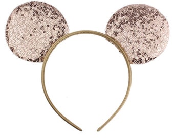 Rose Gold Pailletten DIY Maus Ohren, schwarze Pailletten DIY Minnie Ohren, Minnie Maus Stirnband, Sparkle Stirnband / Selbermachen