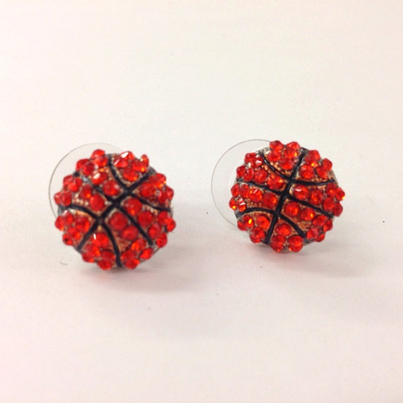 Rhinestone Basketball Stud Earrings  / Gift for Sports Mom / Sports Team / Gift for Her / Volleyball Mom / Fashion Earring