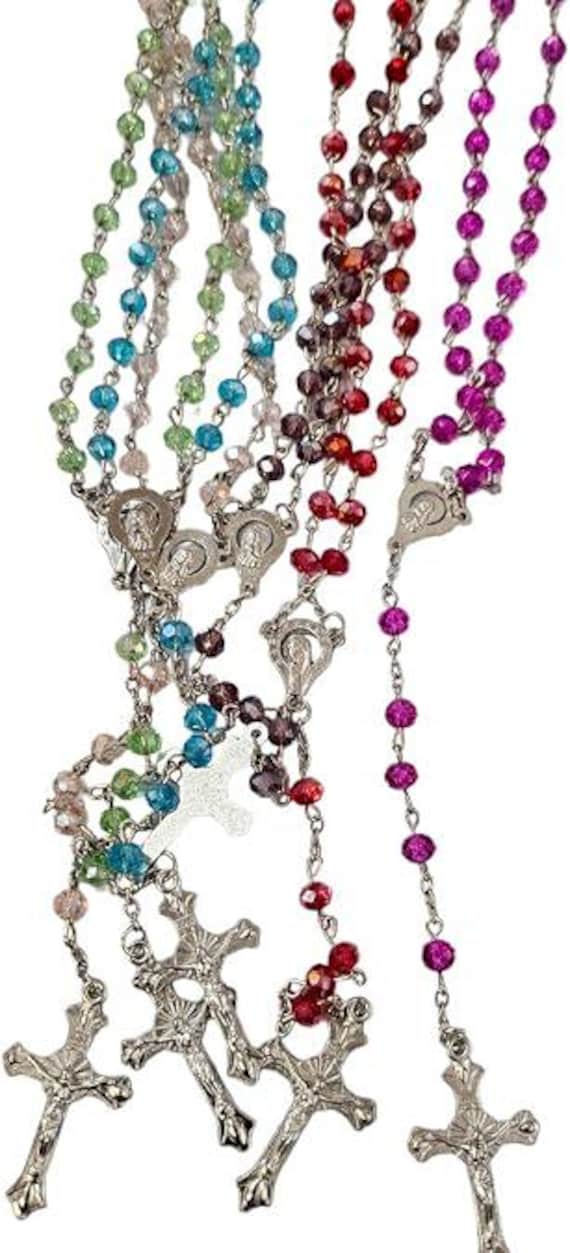 12/20/30/100 x Wholesale Bulk Rosary mixed color faux pearl Rosary Chain with for Baptism, Wedding, Religious Favor,  Baptism Favor