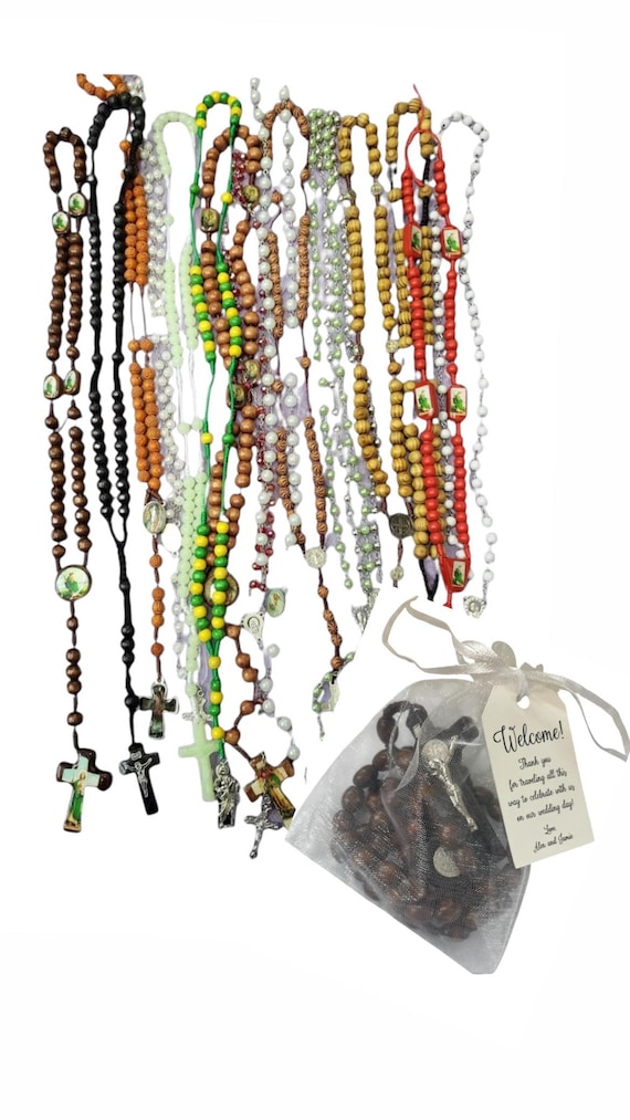 30 x Mixed Lot Rosary Necklace for Baptism, Mystery Grab Bag, Clearance Rosaries, Wedding, Memorial Religious Favor, First Communion
