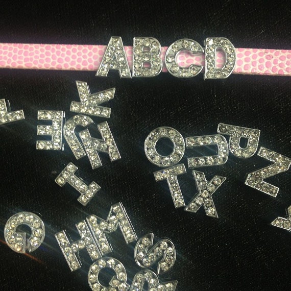 A-Z Rhinestones Charms, Alphabet Charms, Slide Letters, 8mm