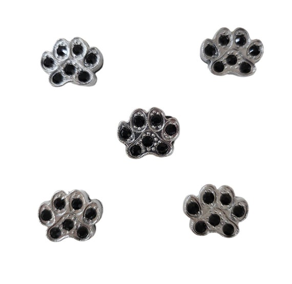 Set of 10 pc black animal  paws slide charm fits 8mm wristband for jewelry /crafting