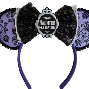 Haunted house Inspired Ears Minnie Mouse Ears Headband / pumpkin Minnie Ears / Halloween Minnie Ears / villain purple mickey ears