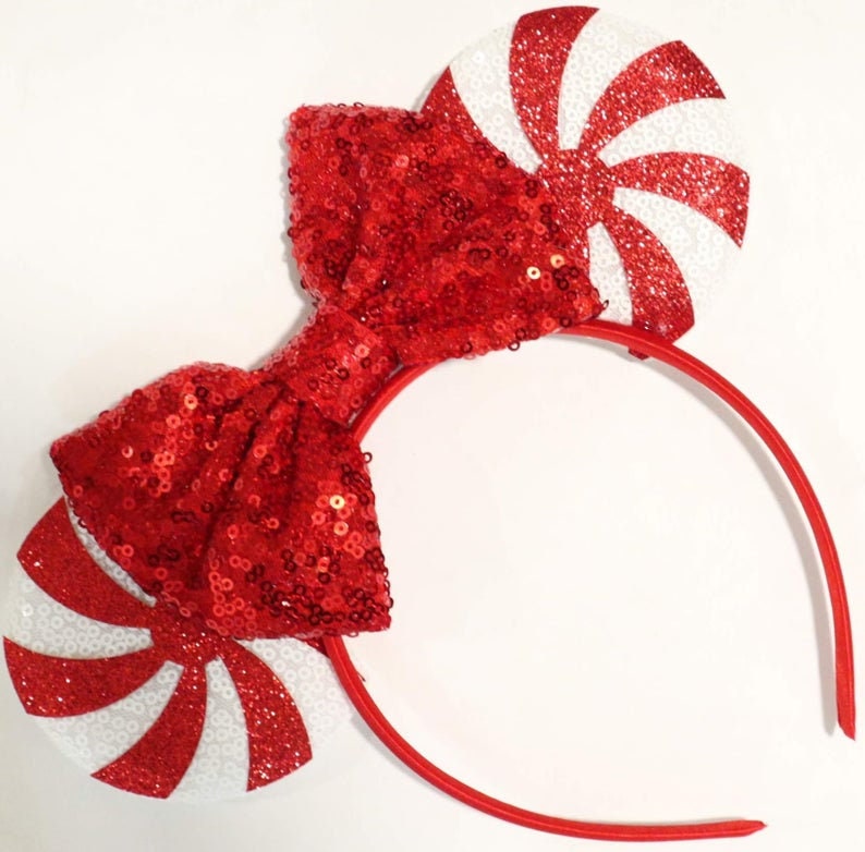 Christmas Mickey Ears Peppermint candy ear headband | Etsy