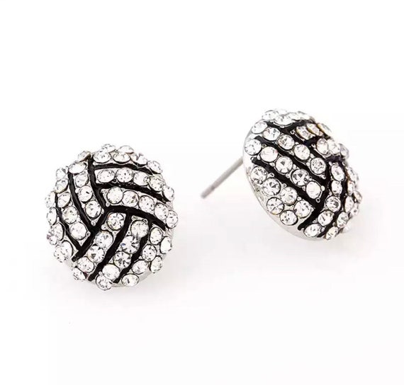 Rhinestone volleyball  baseball, football, soccer stud earrings  / gift for sports mom / spots team / gift for her/sports  mom /