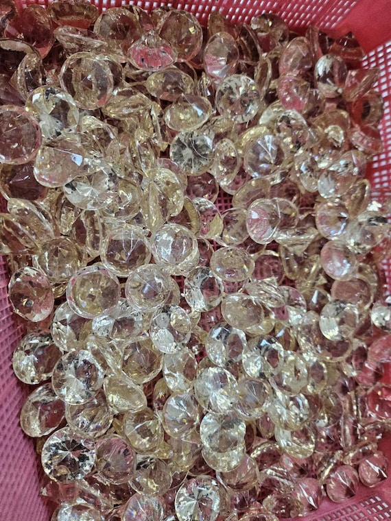 1lb 260pc Champagne diamond Scatter Crystals Confetti Acrylic Gems  / wedding deco / table setting / table confetti decoration / 20mm x 12mm