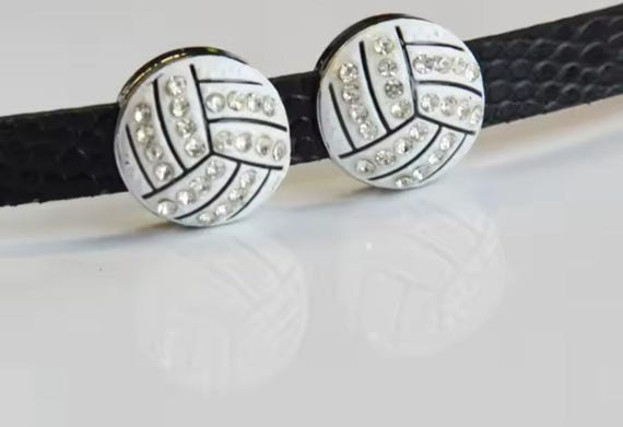 Set of 10pc Rhinestone Sports Volleyball Charm Fits 8mm Wristband / Crafting / Phone Deco / DIY Jewelry