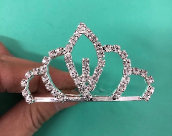 rhinestone princess small tiara / princesses theme party  /cupcake top/toddler tiara / dance tiara/ flat tiara 1.25" x 2.25"