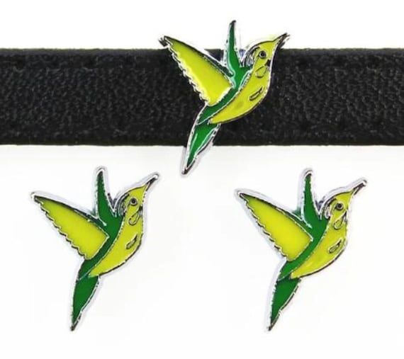 Set of 10pc Hummingbirds birds good luck Animal Slide Charm fits 8mm Wristband for Jewelry / Crafting