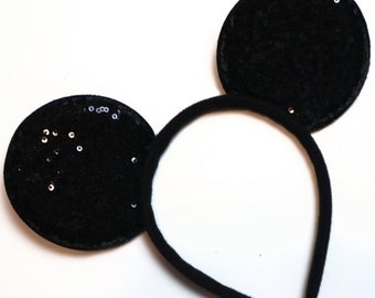 Black /Gold/Light gold/AB white Mickey sequin mouse ears no bow / boy Mickey ears / diy your own Mickey Minnie  ears