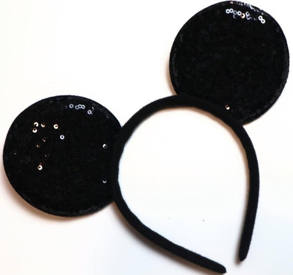 Black /Gold/Light gold/AB white Mickey sequin mouse ears no bow / boy Mickey ears / diy your own Mickey Minnie  ears